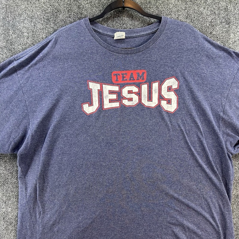 Vintage Team Jesus T-Shirt Short Sleeve 3XL Delta Blue Christian Tee Religious